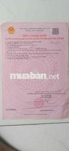 Chính chủ Bán đất 3.2tỷ/62.2m2 vườn lài APĐ; hẻm xe tải 2.5T