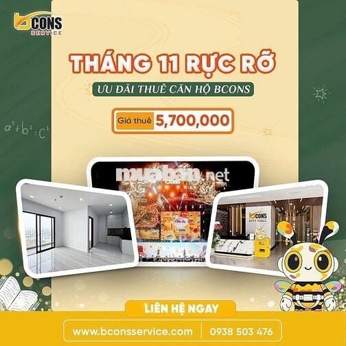 CHO THUÊ CĂN GÓC 2PN 55M2, GIÁ 6.5, Ở LIỀN, FREE PHÍQL 3 THÁNG