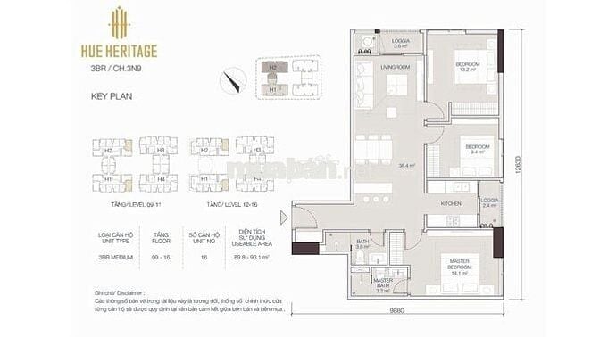 Huế Heritage-Căn hộ 3PN-Sở hữu lâu dài, đối diện Vincom-Đường Đống Đa