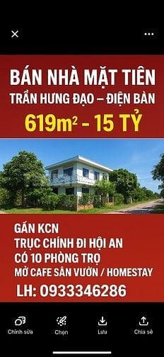⭐ BÁN NHÀ MẶT TIỀN TRẦN HƯNG ĐẠO – ĐIỆN BÀN  Diện tích 619m² – Giá chỉ