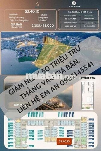 Bán nhanh Studio dự án Sky M 31m2 quỹ ngoại giao, tặng ngay 50tr