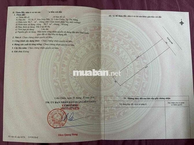 Chào bán lô đất mặt tiền kiệt 44 đường NGÔ XUÂN THU  oto tránh nhau