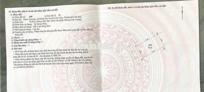 Bán đất đông dư gia lâm diện tích 76m2, giá 7,8ty