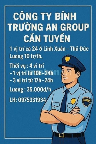 TUYỂN GẤP BẢO VỆ LÀM SPA LÝ THÁI TỔ QUẬN 10 - HCM