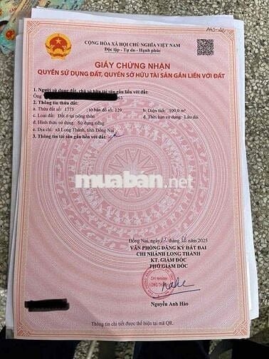 đất sổ hồng 100m2 thổ cư đường nhựa vỉa hè