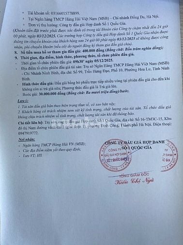 CÔNG TY ĐẤU GIÁ HỢP DANH SỐ 1 QUỐC GIA BÁN ĐẤU GÍA TS NHO QUAN - NB