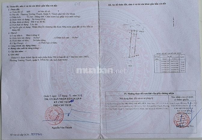 Chính chủ bán gấp 92m thổ cư 100%, đường số 6 Lò Lu