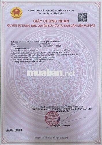 Bán đất mặt tiền đường bê tông xã Bình Khánh huyện cần giờ