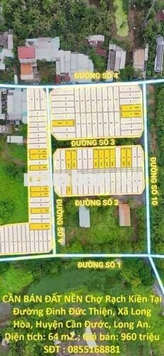 BÁN ĐẤT NỀN Đường Đinh Đức Thiện, Xã Long Hòa, Huyện Cần Đước,Long An.