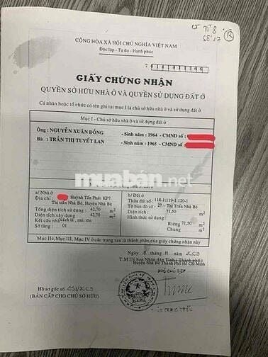 Chính chủ đang bán gấp nhà ở, 18/19 Huỳnh Tấn Phát, Huyện Nhà Bè