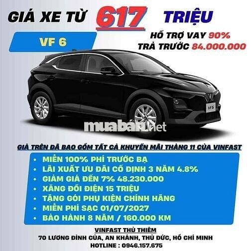 VinFast VF6 Eco - Hổ trợ vay 90% 82 triệu nhận xe