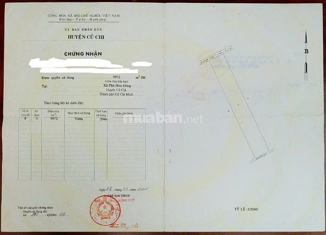 BÁN ĐẤT VƯỜN 9.972 m² – PHÚ HÒA ĐÔNG, CỦ CHI Giá: 28 tỷ đồng | Sổ đỏ