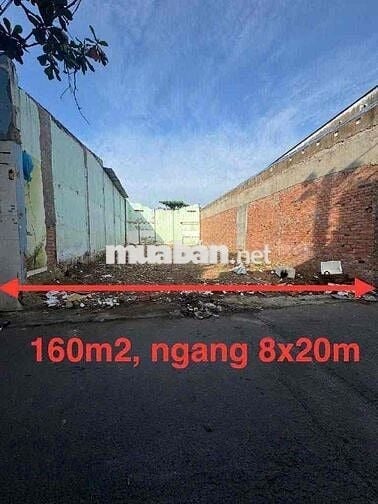 bán đất tỉnh lộ 10, 160m2, ngang 8x20m, đường nhựa ô tô 8m thông,ko QH