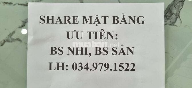 Share mặt bằng ưu tiên bác sĩ sản, bác sĩ nhi hoặc thuê trước sân bán