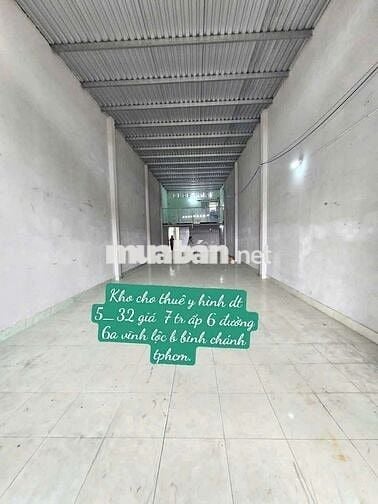 Kho thuê 5×30 gác lửng 7 tr Đường 6A ấp 6 vĩnh lộc B bình chánh tphcm