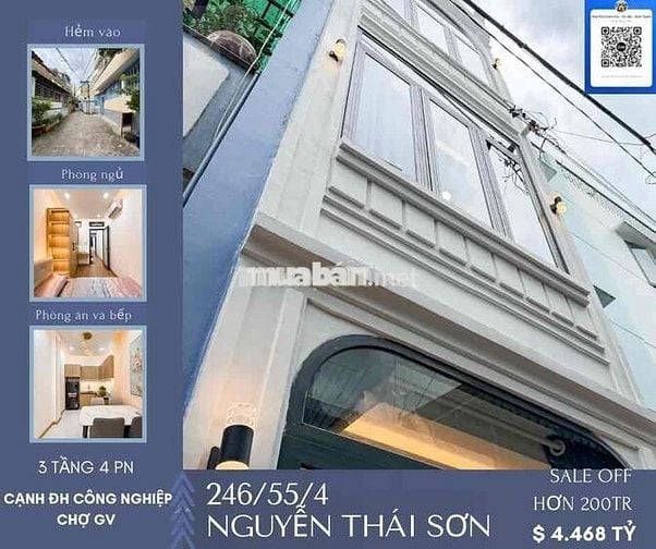 THÂN GỞI ACE HH 100TR , 3 TẦNG 4PN CẠNH ĐHCN CHỈ 4.468 TỶ