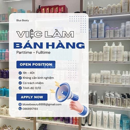 Tiệm Nhà Blue Beauty tuyển nhân viên bán hàng tại đại lí