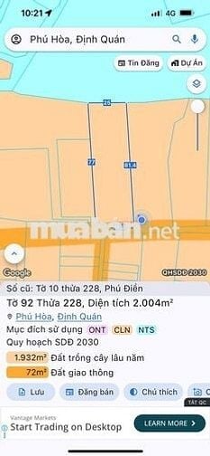 Đất vườn 2000m2 có 200 thổ cư, gần chợ, trường học