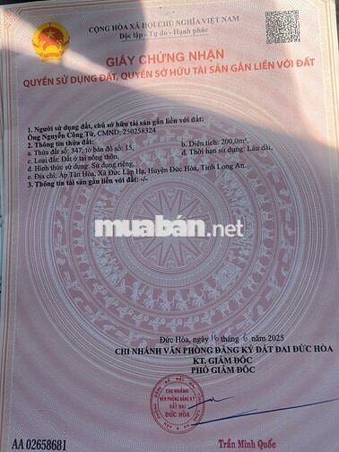 200m2  Nhà cấp 4, 2 phòng ngủ, Thổ cư chính chủ, đường Lục viên