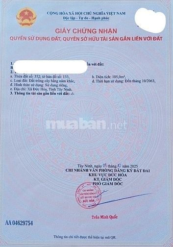 Chính Chủ Cần Bán Gấp Lô Đất Hựu Thạnh – Long An Chỉ 800 triệu