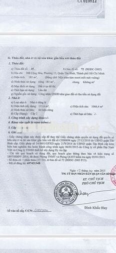 Cần tiền bán gấp nhà mặt tiền Đường Cộng Hoà