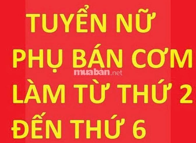 CẦN NỮ PHỤ BÁN CƠM TỪ THỨ 2 - THỨ 6, 7H - 15H, 150N/1 NGÀY, LÀM QUẬN 1
