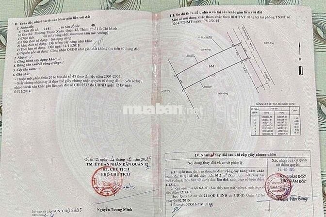 Đất mặt tiền hẻm Thạnh Nguyên Thạnh Xuân 22