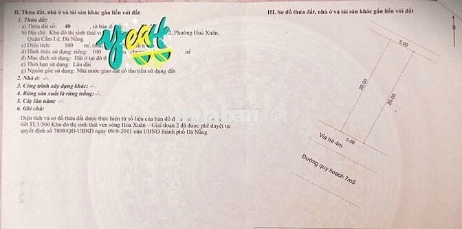 đất 5*20m đường 7,5m vị trí cực đẹp cạnh trung tâm Nguyễn Phước Lan