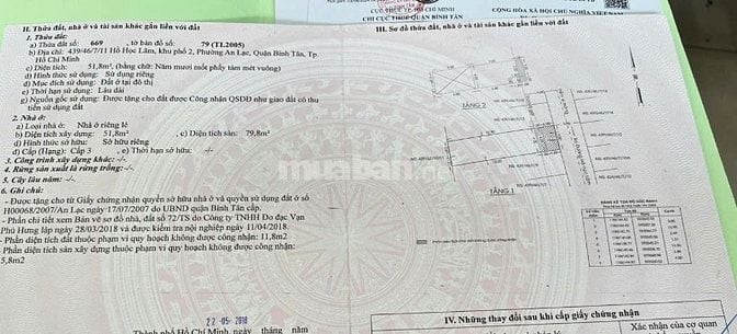 Bán nhà hẻm xe hơi 4m đường Hồ Học Lãm, Phường An Lạc, Bình Tân.