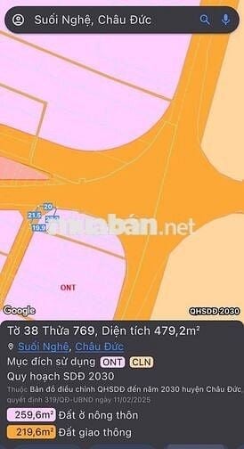 Cần ra lô đất ngay vòng xoay Đức Mỹ (Suối Nghệ địa chỉ cũ )