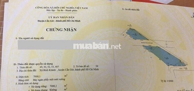 KẸT TIỀN BÁN ĐẤT XÃ BÌNH KHÁNH, HUYỆN CẦN GIỜ, TPHCM
