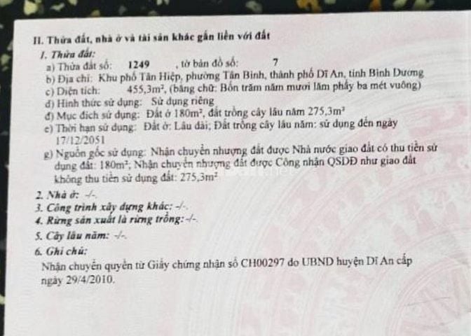 BÁN ĐẤU GIÁ TS VIB L4_P. TÂN BÌNH, DĨ AN, BÌNH DƯƠNG, NAY LÀ TPHCM