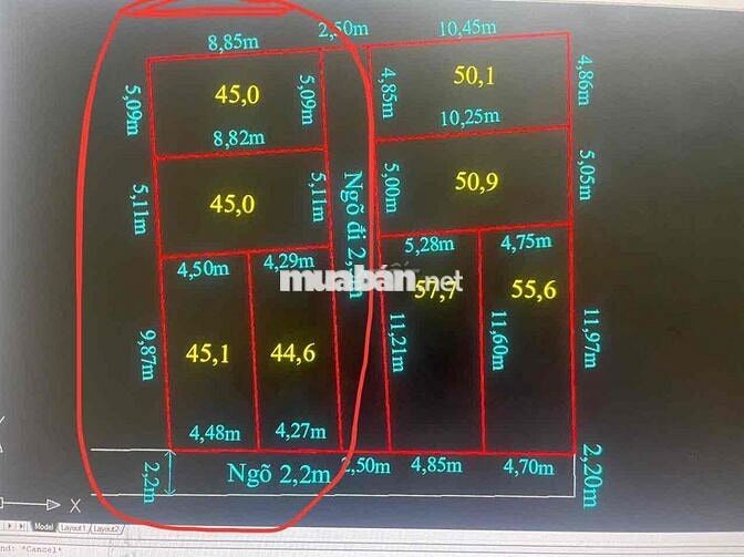 Đất 209m2 ngang 10 phân 4 lô Mỹ Tranh, Nam Sơn 3,2 tỷ