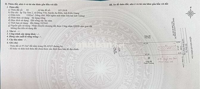 Bán Đất Thổ Cư Đường Lớn Cầu Xẻo Rô An Biên Kiên Giang