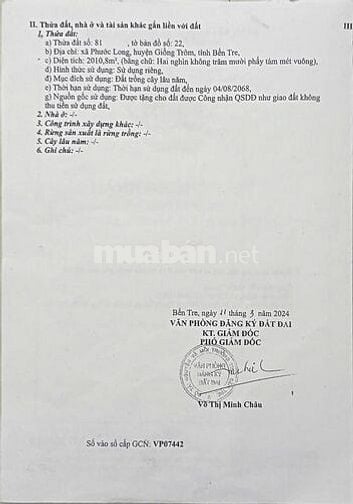 ★CẦN BÁN  >2000 m2 đất vườn dừa (CLN)