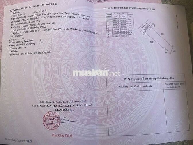 Chính chủ bán 2300m2 đất mặt tiền gần phan thiết 180 ngàn/m2