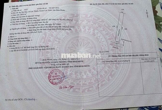 Bán đất Xã Lộc Thành, tỉnh Đồng Nai (Lộc Ninh Bình Phước cũ)