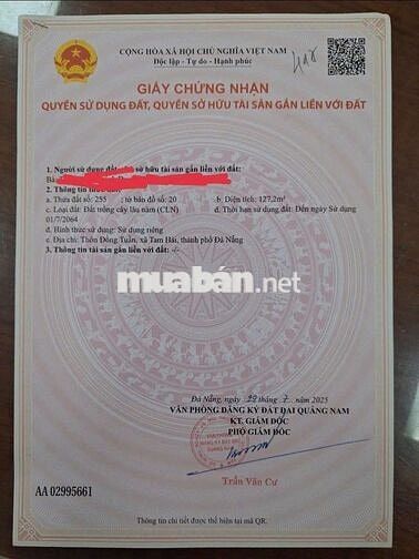 Bán đất thổ cư tam hải sát biển