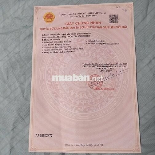 CHÍNH CHỦ BÁN GẤP LÔ ĐẤT MẶT TIỀN HL502