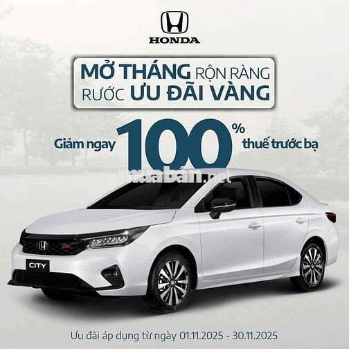 Honda City ưu đãi 1oo% thuê' trước bạ