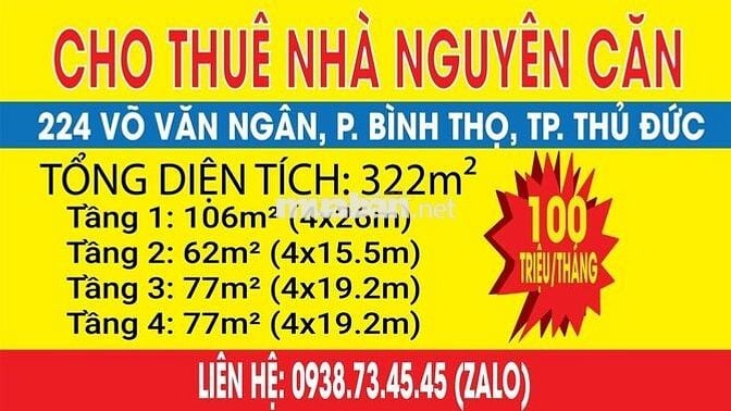 Cho Thuê Nhà ở diện tích 322m2 + 10