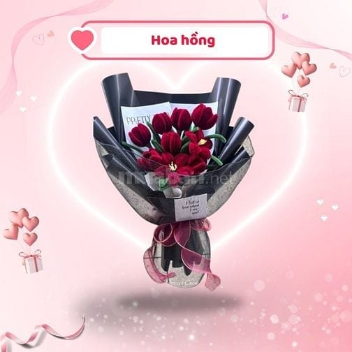 Hoa hồng handmade kẽm nhung tiệm nhà Milcah 