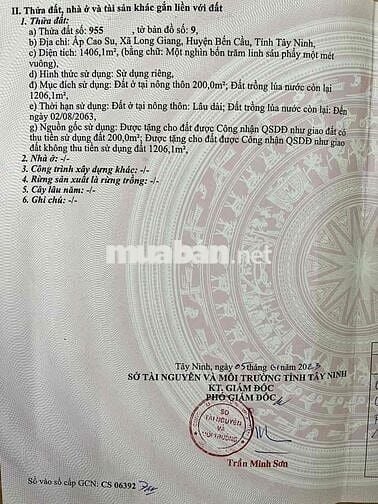 Đất Long Giang- Bến Cầu-Tây Ninh