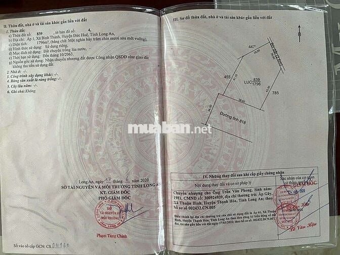 Cần bán Lô Đất Mặt Tiền Đường 818