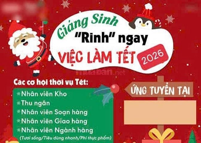 VIỆC LÀM NOEL TẾT 2026 tại cửa hàng tiện lợi bán 24/24