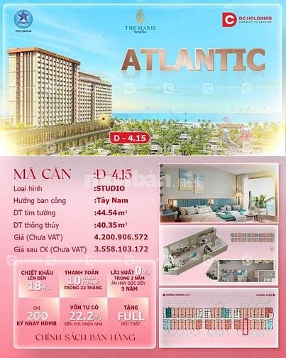 Bán Căn Studio Atlantic (The Maris) 45m², View Biển Trực Diện