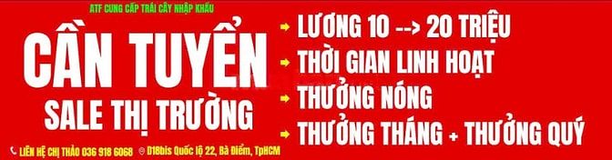 Cần gấp nhân viên bán hàng đi thị trường