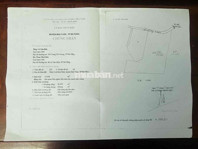 BÁN ĐẤT TRỒNG CÂY LÂU NĂM- ĐÀ NẴNG