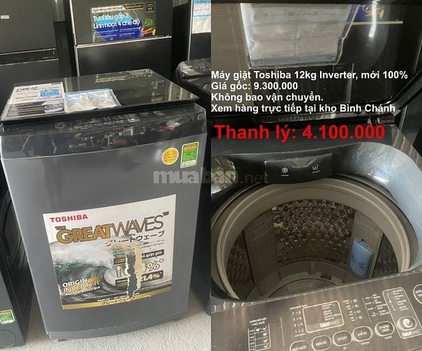 Thanh lý máy giặt Toshiba 12kg Inverter, mới chưa sử dụng