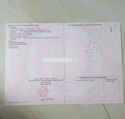 đất nền thổ cư  170 m2 Đức hoà long an cũ ( *** gặp anh minh
